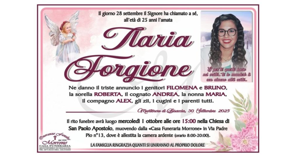 Montenero, mercoledì i funerali di Ilaria Forgione. Sarà lutto cittadino