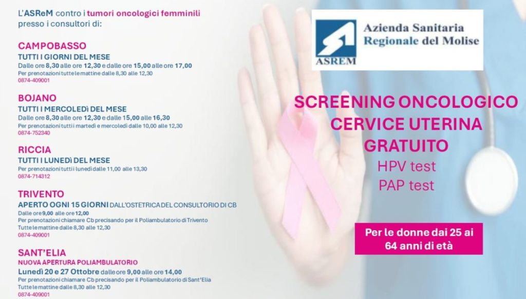 Screening alla cervice uterina, nuove aperture e giorni prelievi