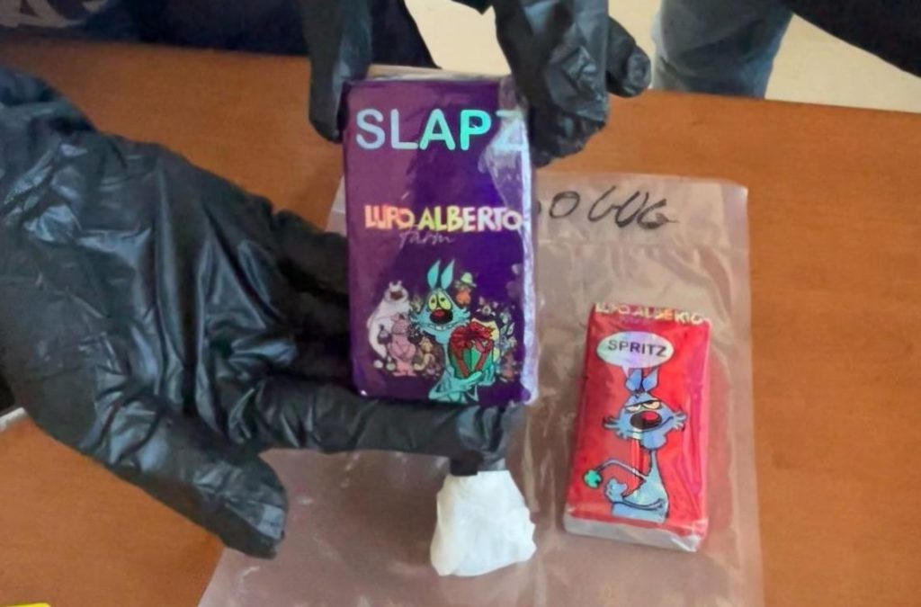 Padre e figlio fermati con 2 etti di hashish “truccati” da Lupo Alberto e un taser, un arresto e una denuncia