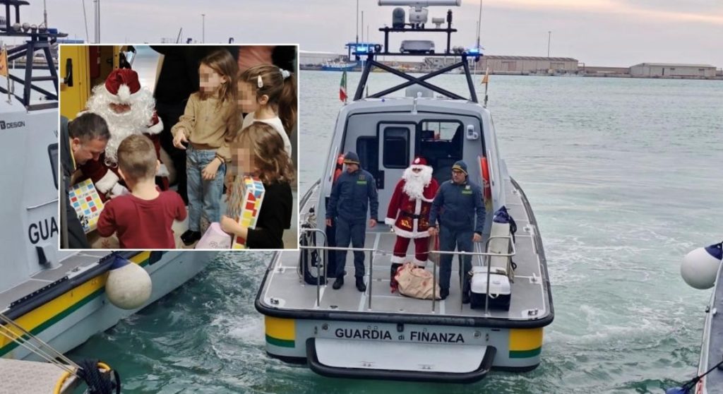 Il Babbo Natale del Roan arriva dal mare, doni ai bambini e al personale dell’ospedale. FOTO