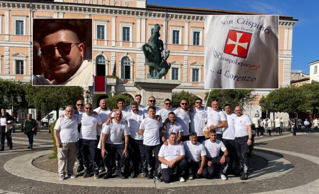 Una marcia nel ricordo di Lorenzo: i portatori di San Crispino omaggiano il loro compagno scomparso prematuramente