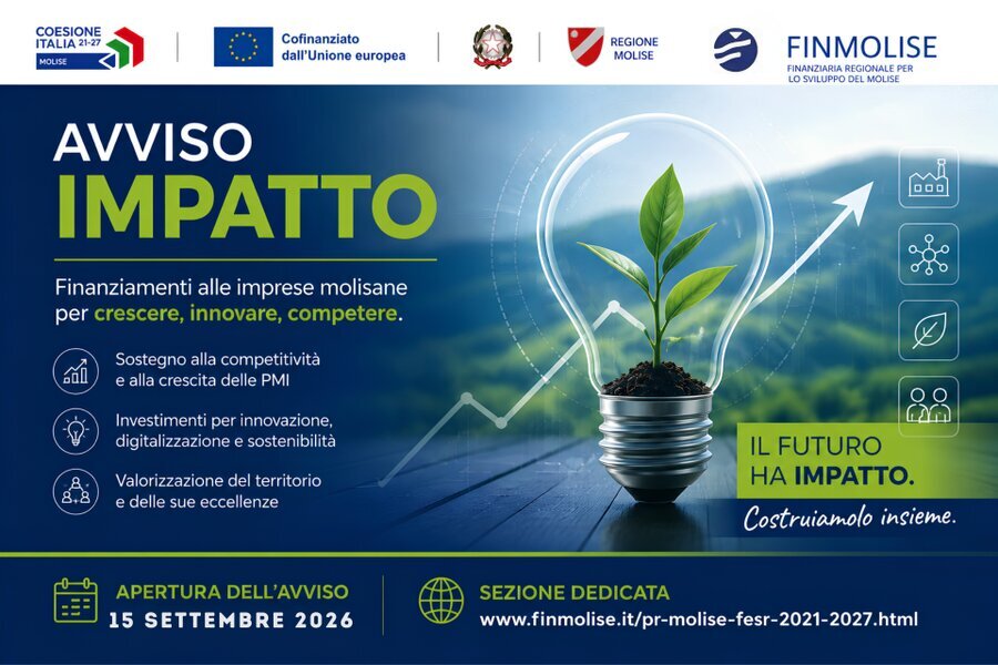 Pubblicato l’Avviso “Impatto”, da FinMolise prestiti a tasso zero fino a 300mila euro per le pmi