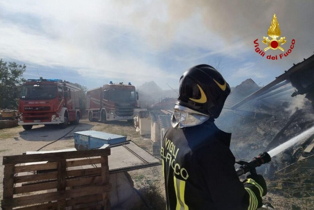 Momenti di paura in paese, in fiamme una legnaia